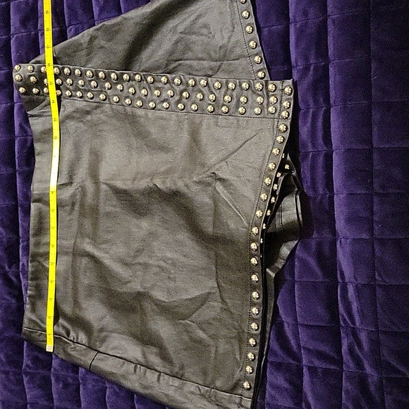 Black Faux Leather Studded Mini Skort - Picture 9 of 13